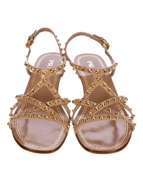 prada gold heels sandal|prada studded pony skin sandals.